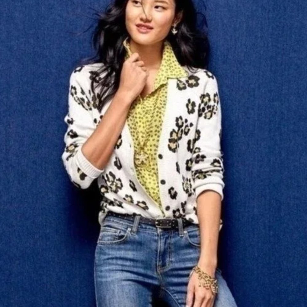 Cabi Animal Print Kiki Cardigan Sweater
